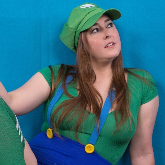 Super Mario Brothers Unisex Luigi Costume: Hat, Gloves, & Suspenders - Picture 4 of 9